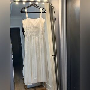 NWOT solid & striped white eyelet dress sz L $248